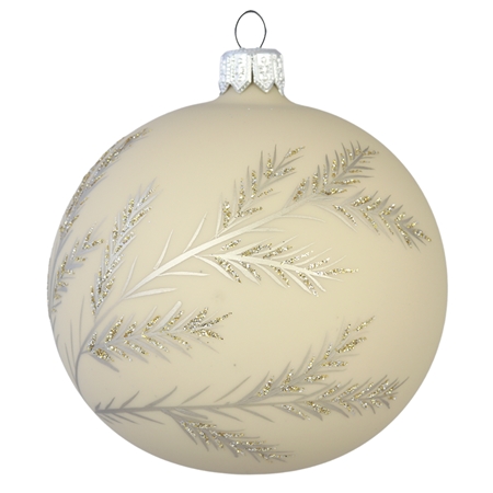 Beige Christmas ornament with juniper branchlet