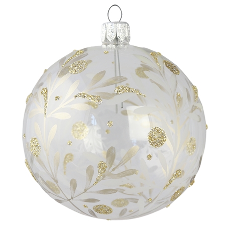 Clear ball ornament with platinum branchlets