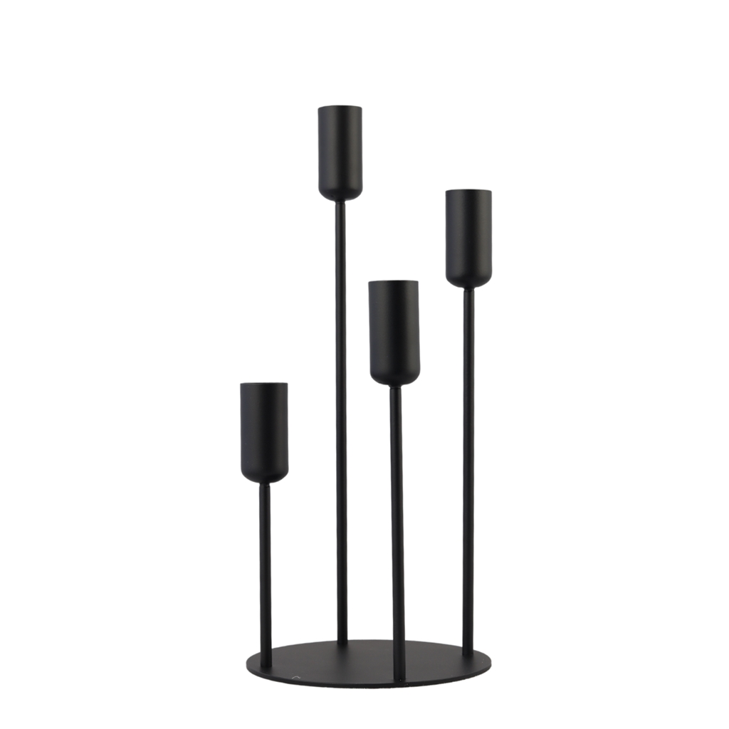 Black candle holder for four candles