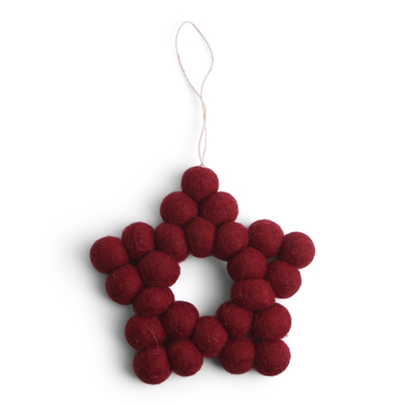 Red star made of woolen balls