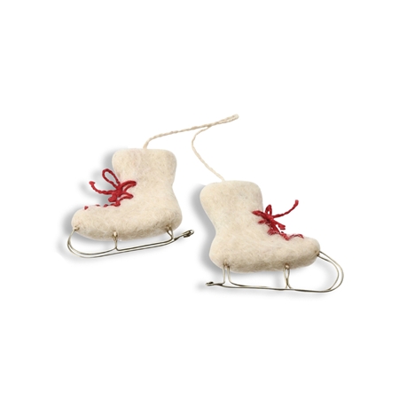 White felt skates ornament