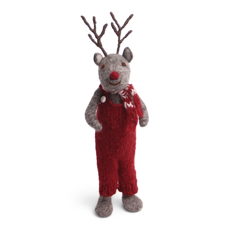 Mr Rudolph the reindeer in red dungarees
