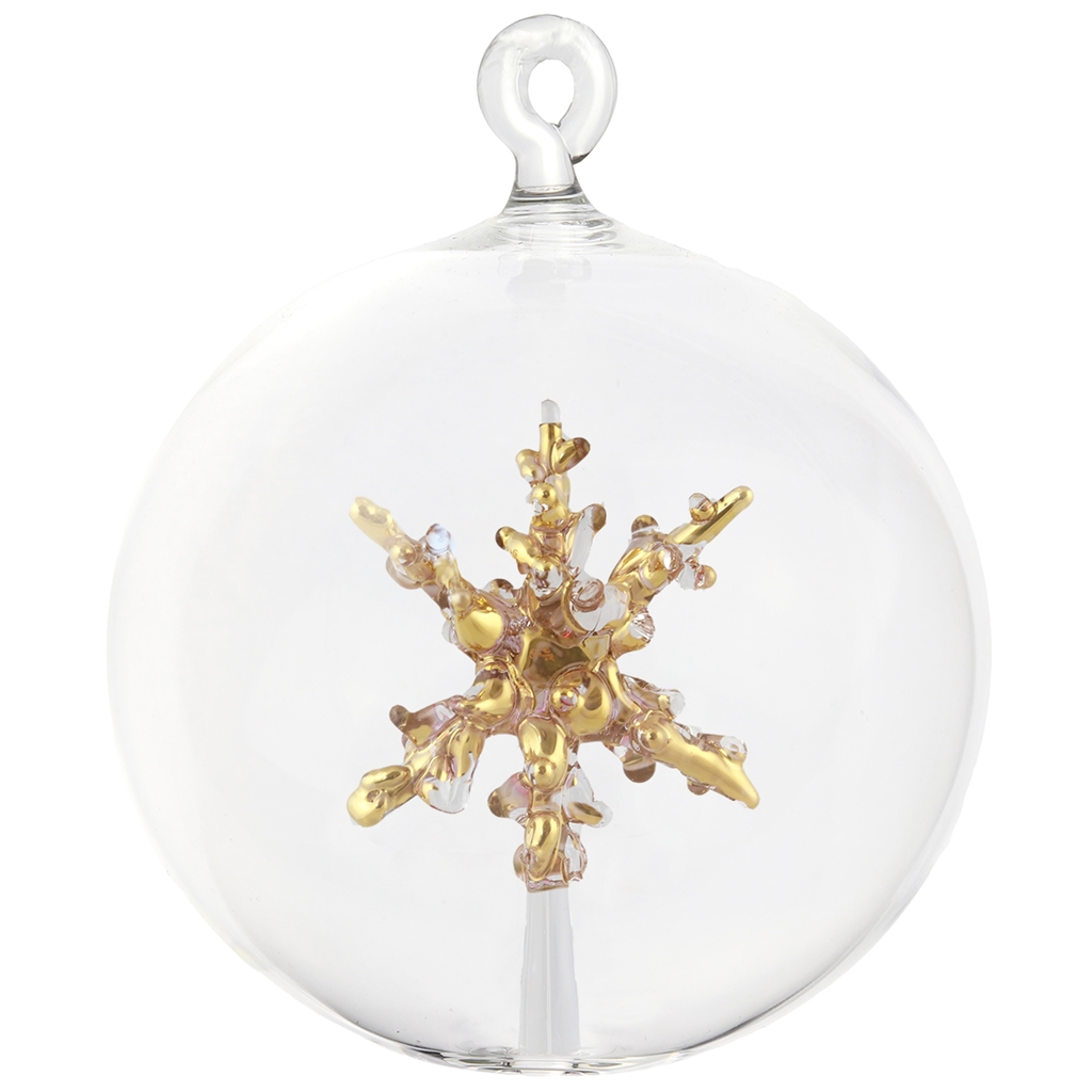 Glass ball ornament with gilded star