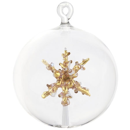 Glass ball ornament with gilded star