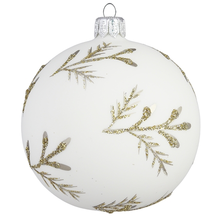 Matt white Christmas ornament with branchlets