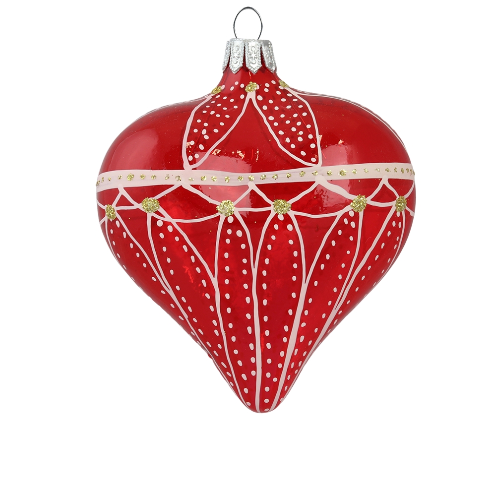Red heart ornament with golden decoration