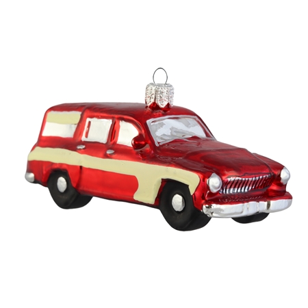 Glass car in red-beige colour