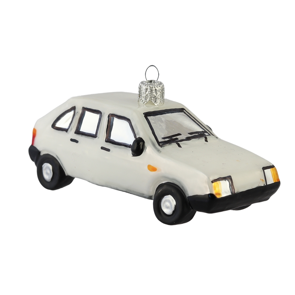 Glass car retro white