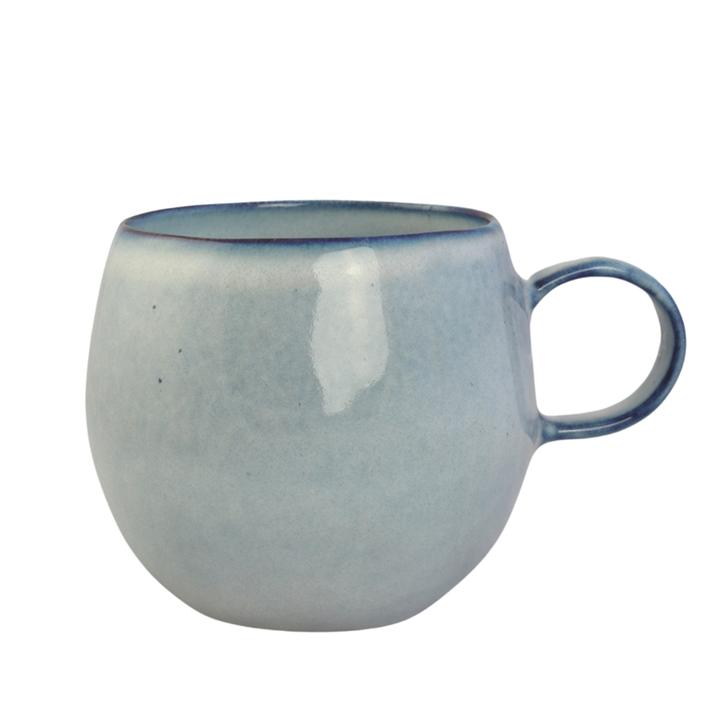 Blue mug with glaze