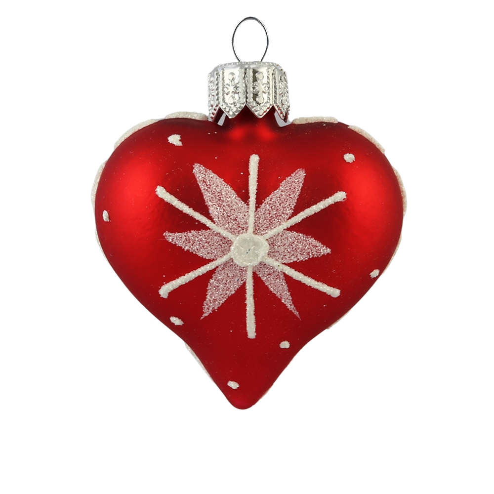 Red matte heart with snowflake décor