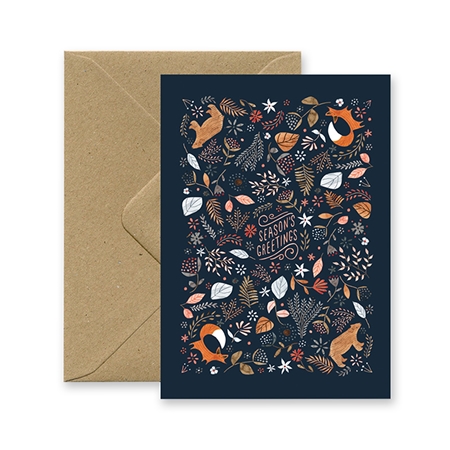 Gift card with a fox and a bear
