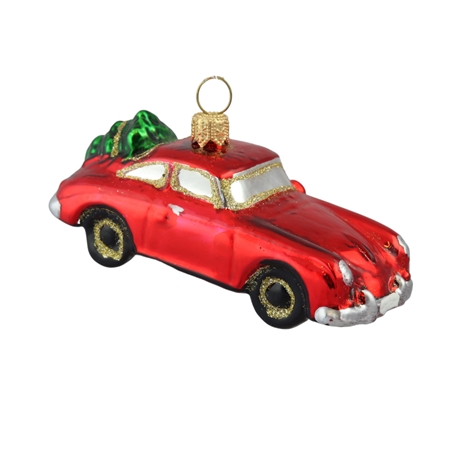 Car with Christmas tree ornament