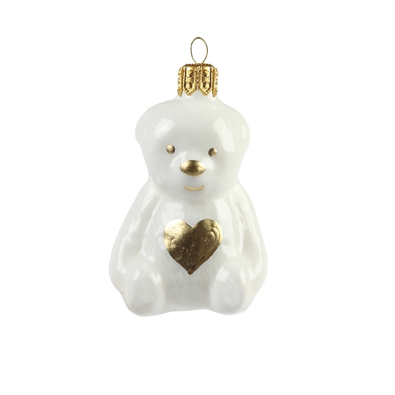 White teddy bear with heart