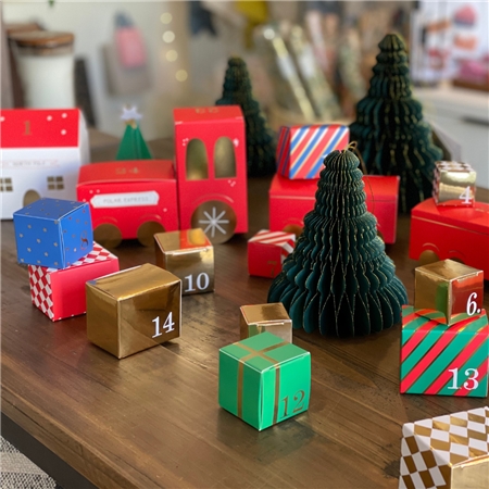 Advent calendar with trains