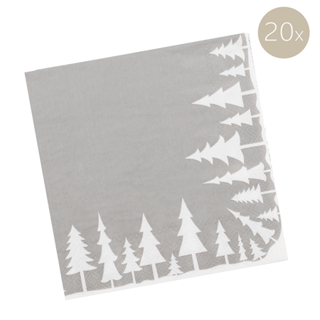 Gray paper napkins with trees
