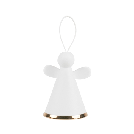 Porcelain bell angel decoration with a stripe