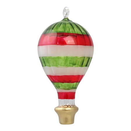 Balloon in Christmas colors with a golden basket