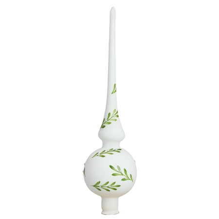 Christmas tree spire in white with mistletoe twigs