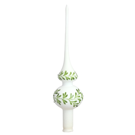 Christmas tree spire in white with mistletoe decor 2