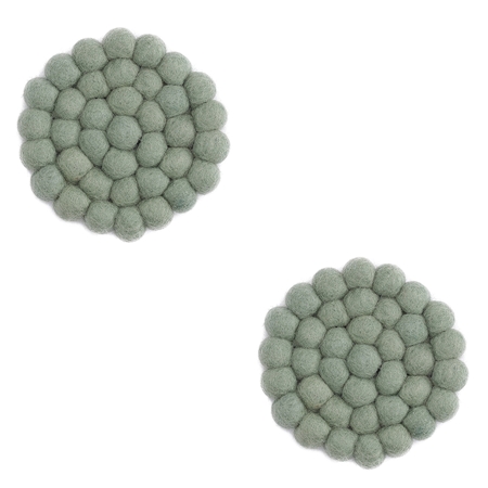 Set of green felt coasters