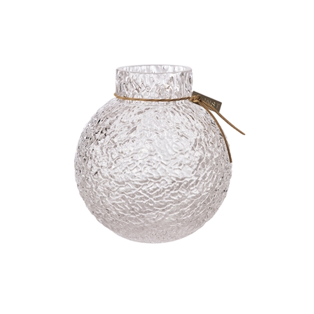 Glass vase clear with rough texture