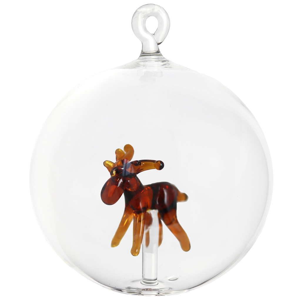 Glass christmas ball with reindeer Bob