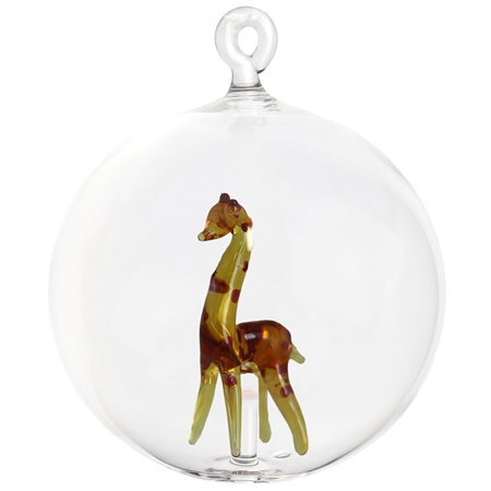 Glass decoration with a giraffe figurine