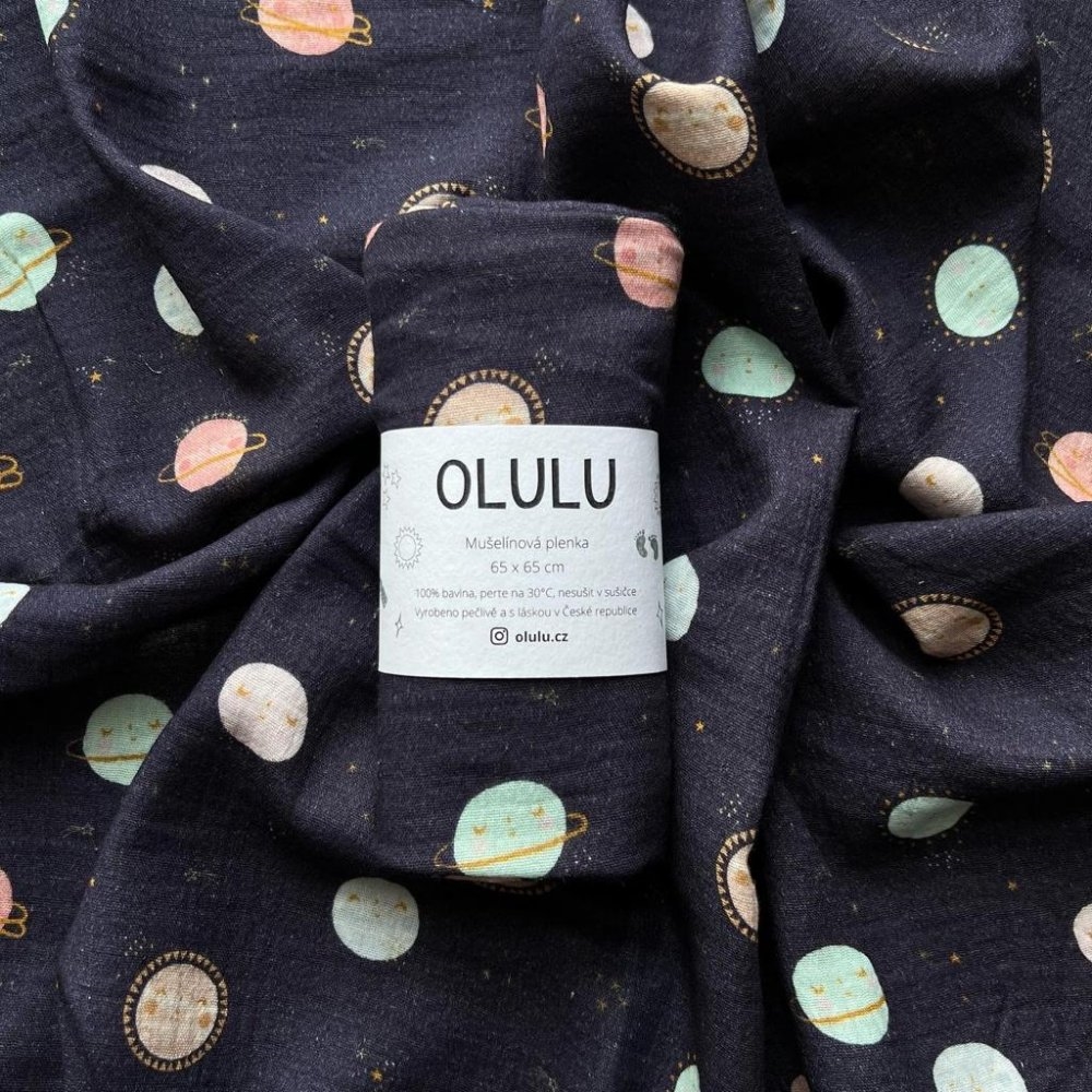 Muslin nappy with stars and planets