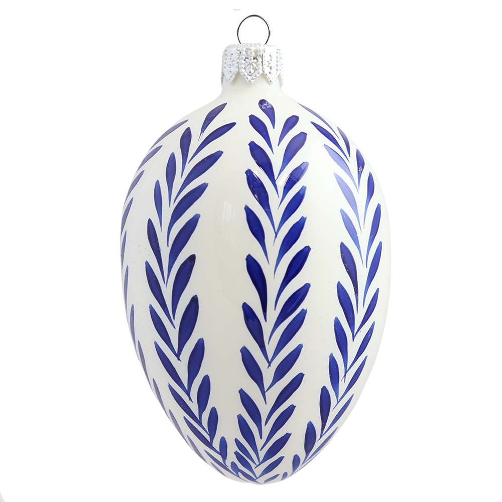 Easter egg with blue folkloric leafy decor 