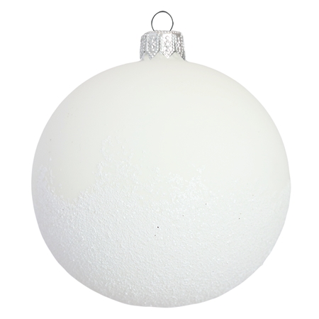 White Christmas ornament with sprinkles from below