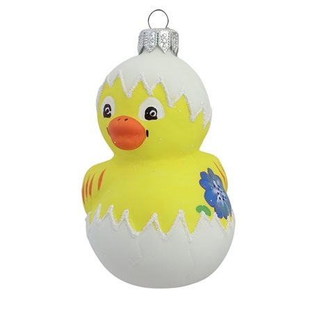 Easter decoration chick with blue flower
