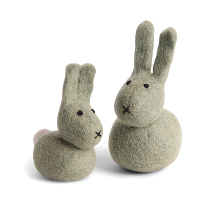 Set of green felt bunnies