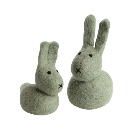 Set of green felt bunnies