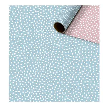 Wrapping paper double-sided printed blue / pink with polka dots