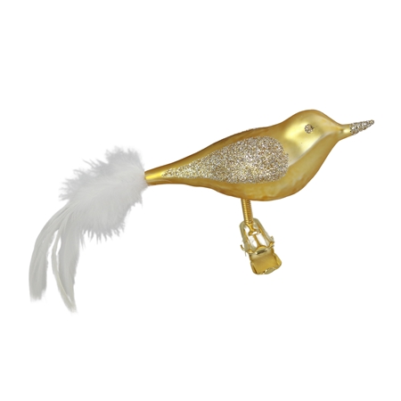 Golden glass bird with glitter