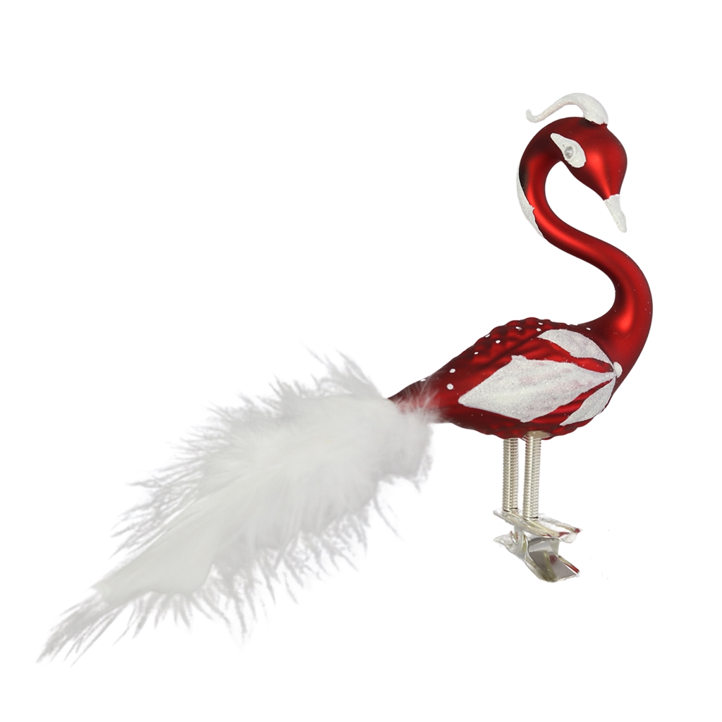 Red and white glass swan