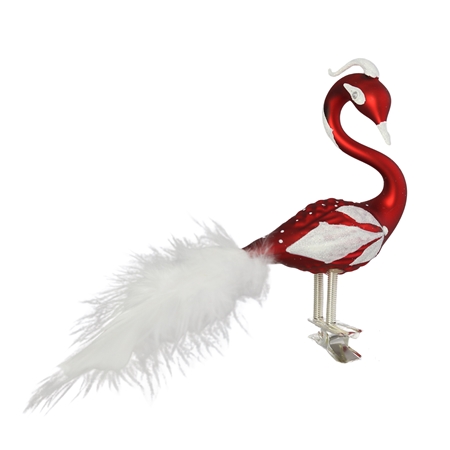 Red and white glass swan