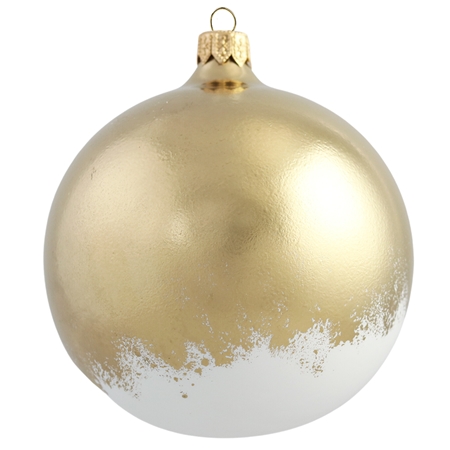 Glass white Christmas ball with golden décor