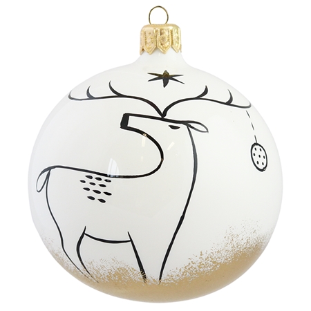White Christmas bauble with deer décor