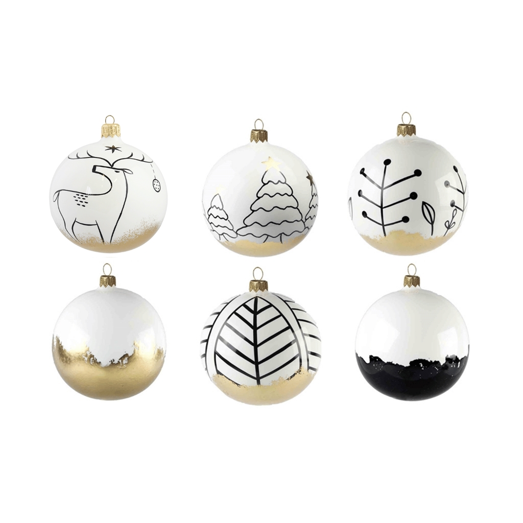 Set of painted glass ornaments Golden story
