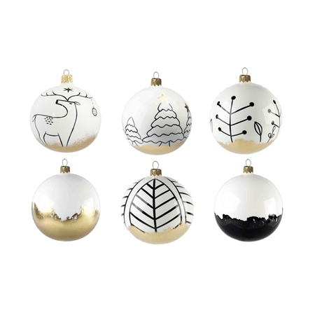 Set of painted glass ornaments Golden story