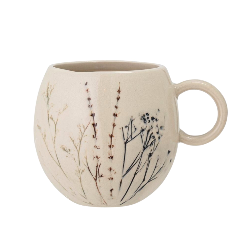 Glazed mug chubby flowers