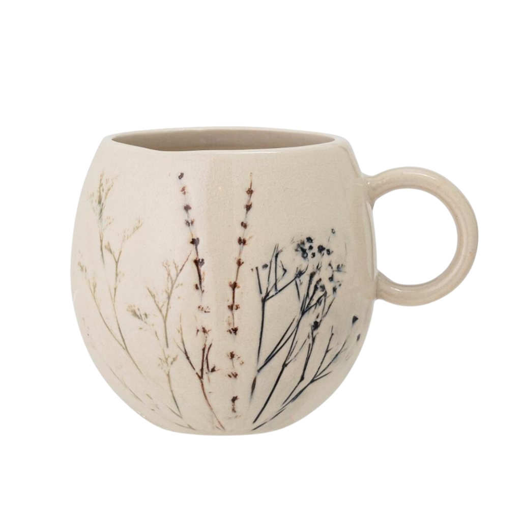 Glazed chubby mug with flowers