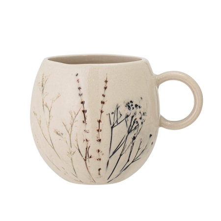 Glazed chubby mug with flowers