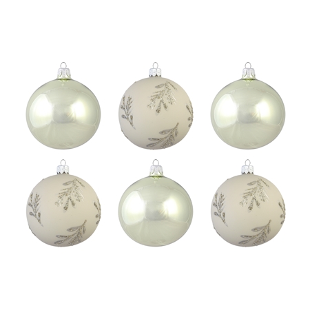 Set of glass christmas balls Let it Slow with in lime colour