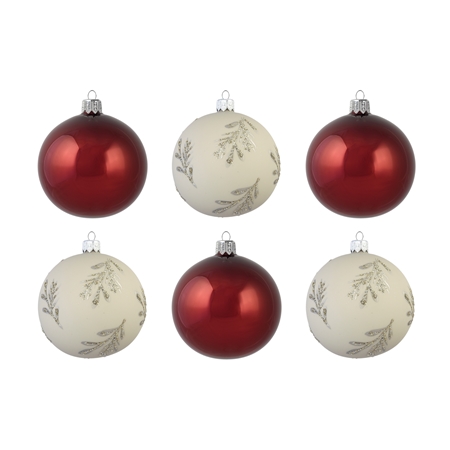 Set of glass christmas balls Let it Slow with wine colour