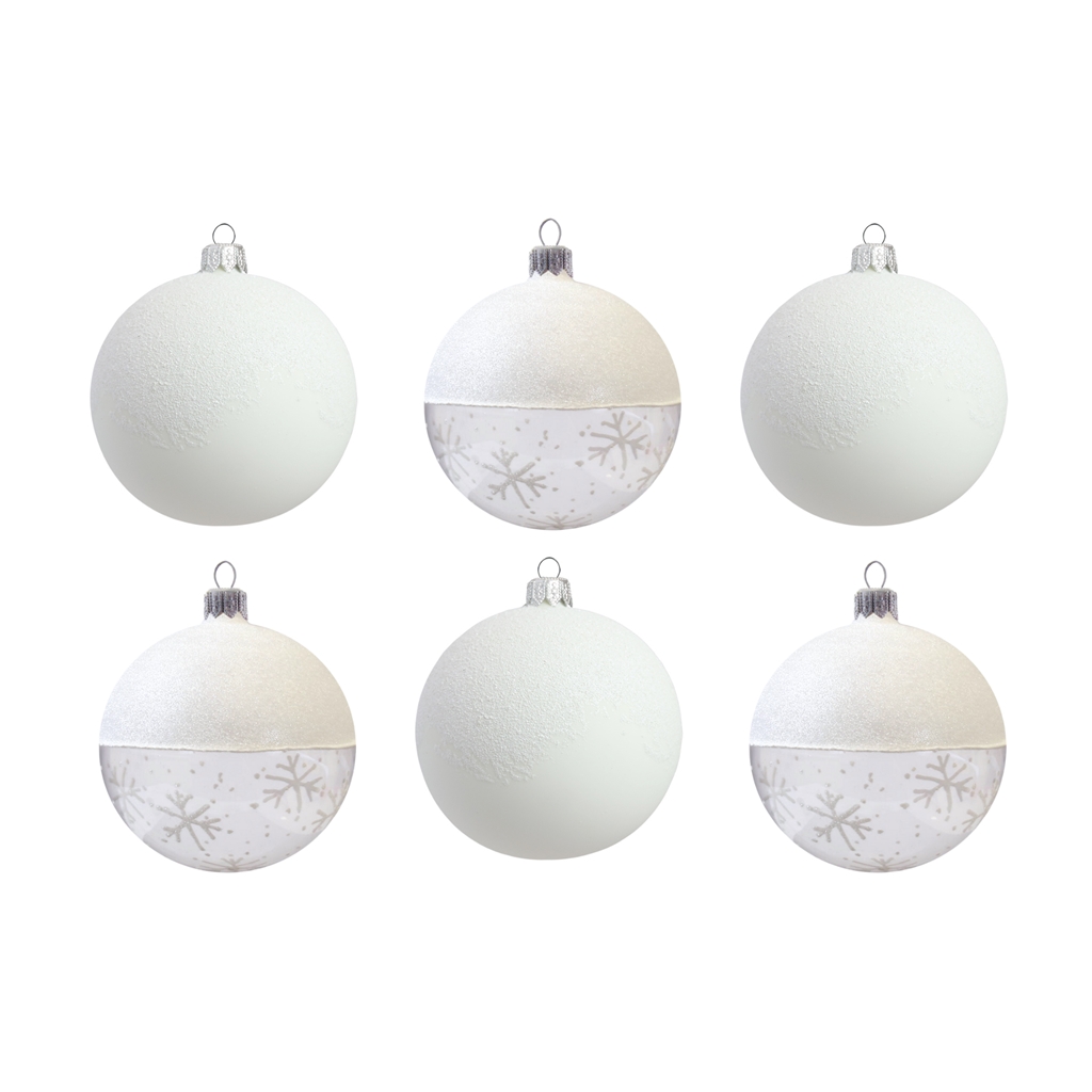 Set of glass christmas balls White Christmas