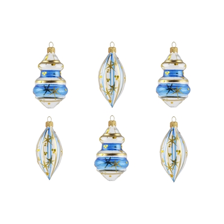 Set of clear ornaments with blue décor
