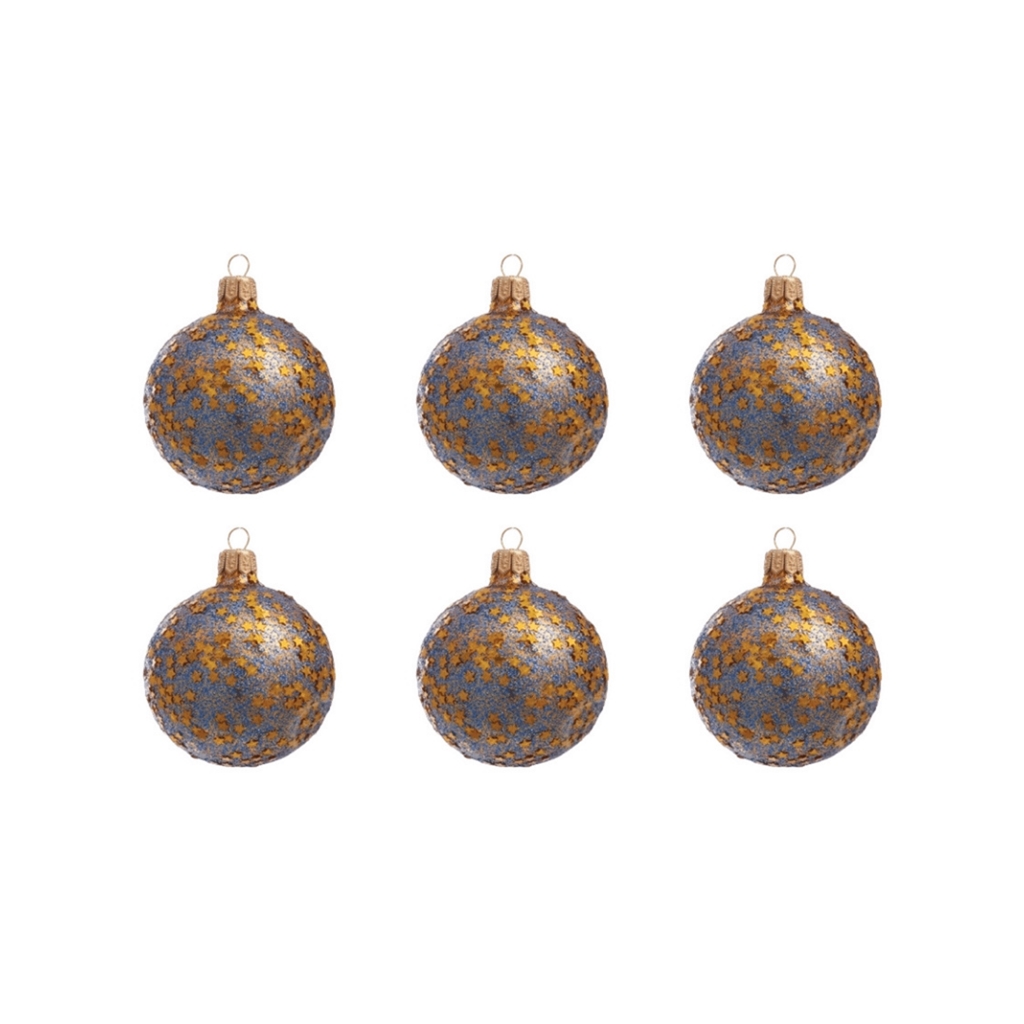 Set of small blue ornaments with stars