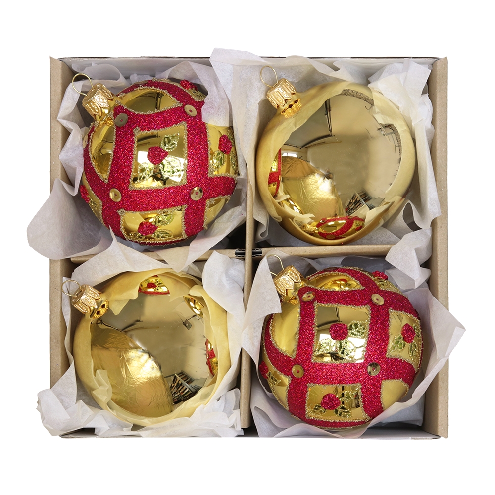 Set of gold ornaments with roses